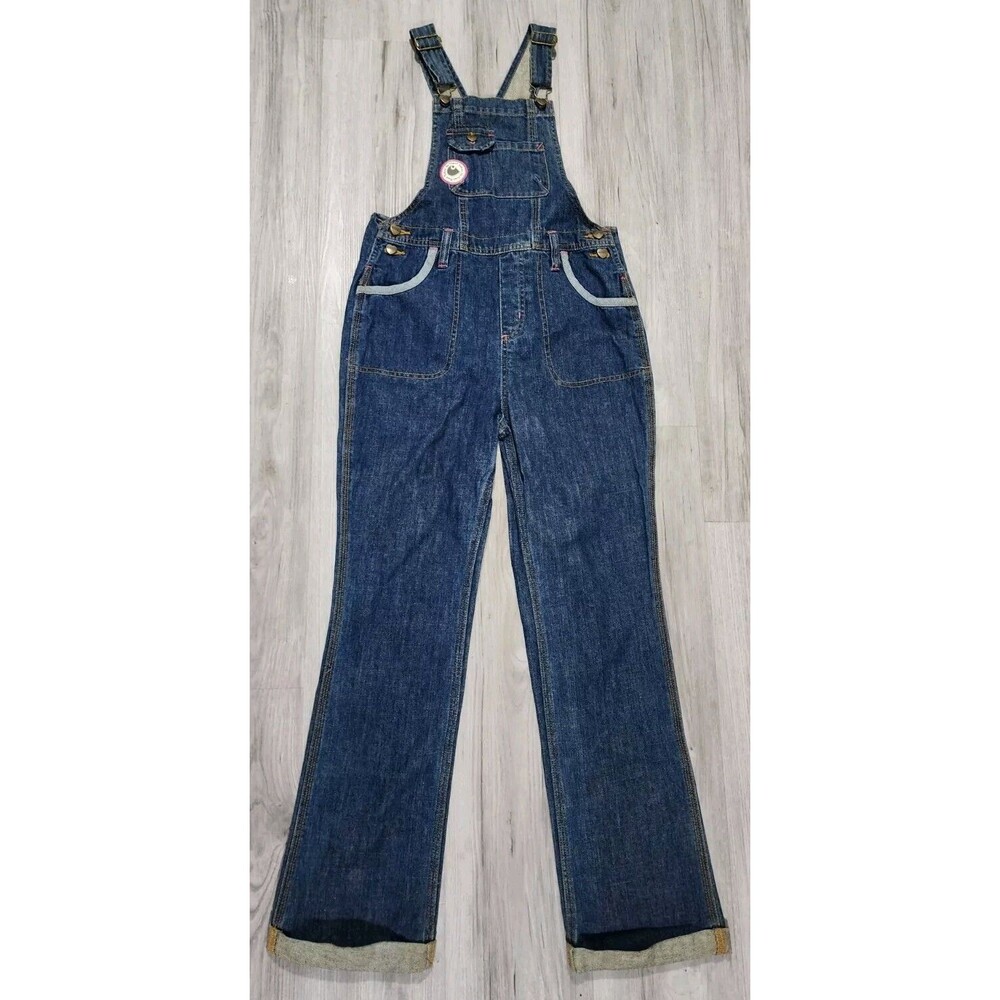 Vtg Carhartt Girls Denim Blue Jean Pink Trim Carpenter Overalls Size 14 Rare